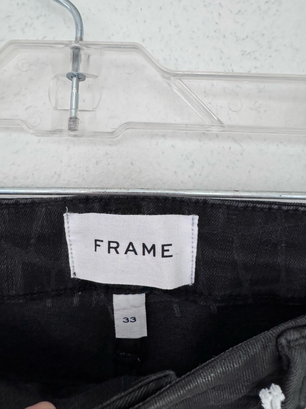 Frame Le Cropped Mini Boot Noir Croc Coated Black Jeans size 32 NWT NEW - Picture 5 of 11